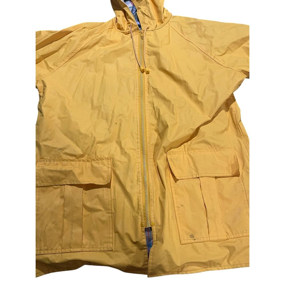 🌦️ VINTAGE TOTES YELLOW RAINCOAT | Pastel Plaid Lined 🌈 - Picture 2 of 6